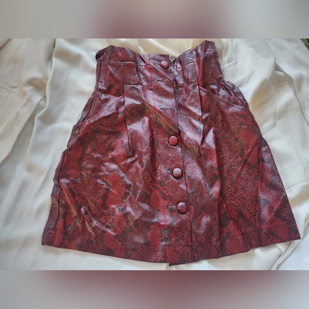 Zara Red Black Snake Print Skirt